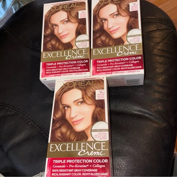 L'Oreal Excellence Creme Hair Color 5G Medium Golden Brown bundle of 3 - Picture 3 of 7